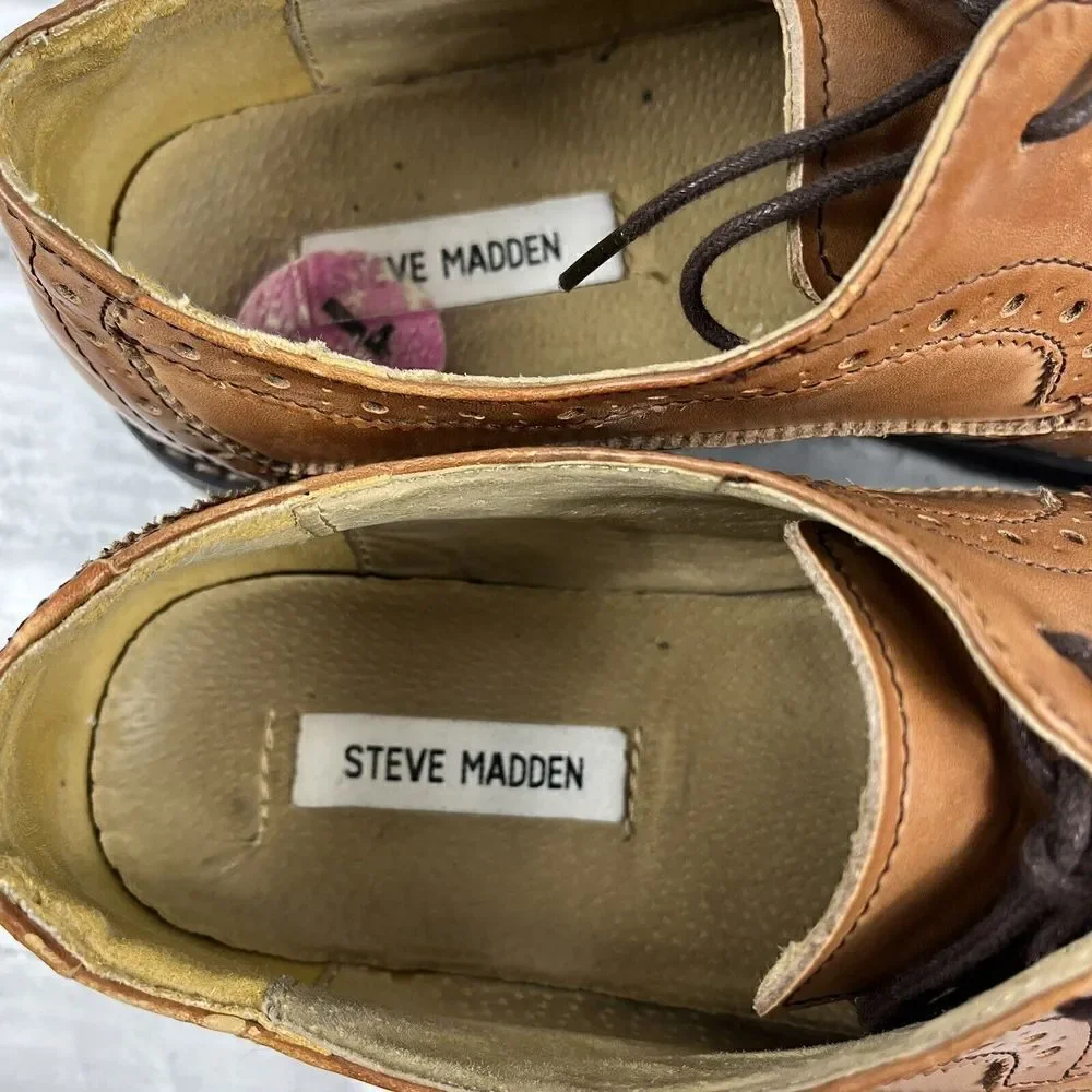 Steve Madden Remaine Men’s Size 11 Brown Leather Wingtip Oxfords Shoes